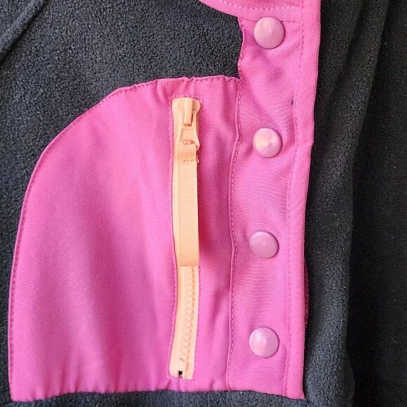 Hippie Rose Black Pink Fleece Soft Cozy Cropped Quarter Button Sweatshirt Size S - Picture 7 of 9